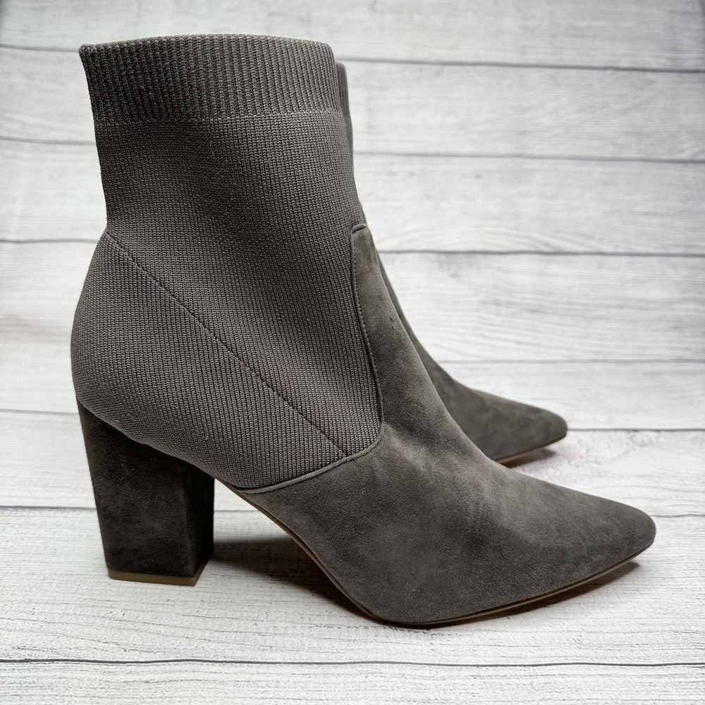 Steve Madden Booties Womens 11 Gray Suede Remy Pointed Toe Ankle Knit‎ Boots